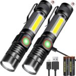 Rechargeable Flashlight Magnetic Flashlight（with 18650 Battery) Super Bright Pocket