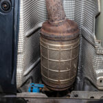 A diesel particulate filter in the exhaust system in a car on a