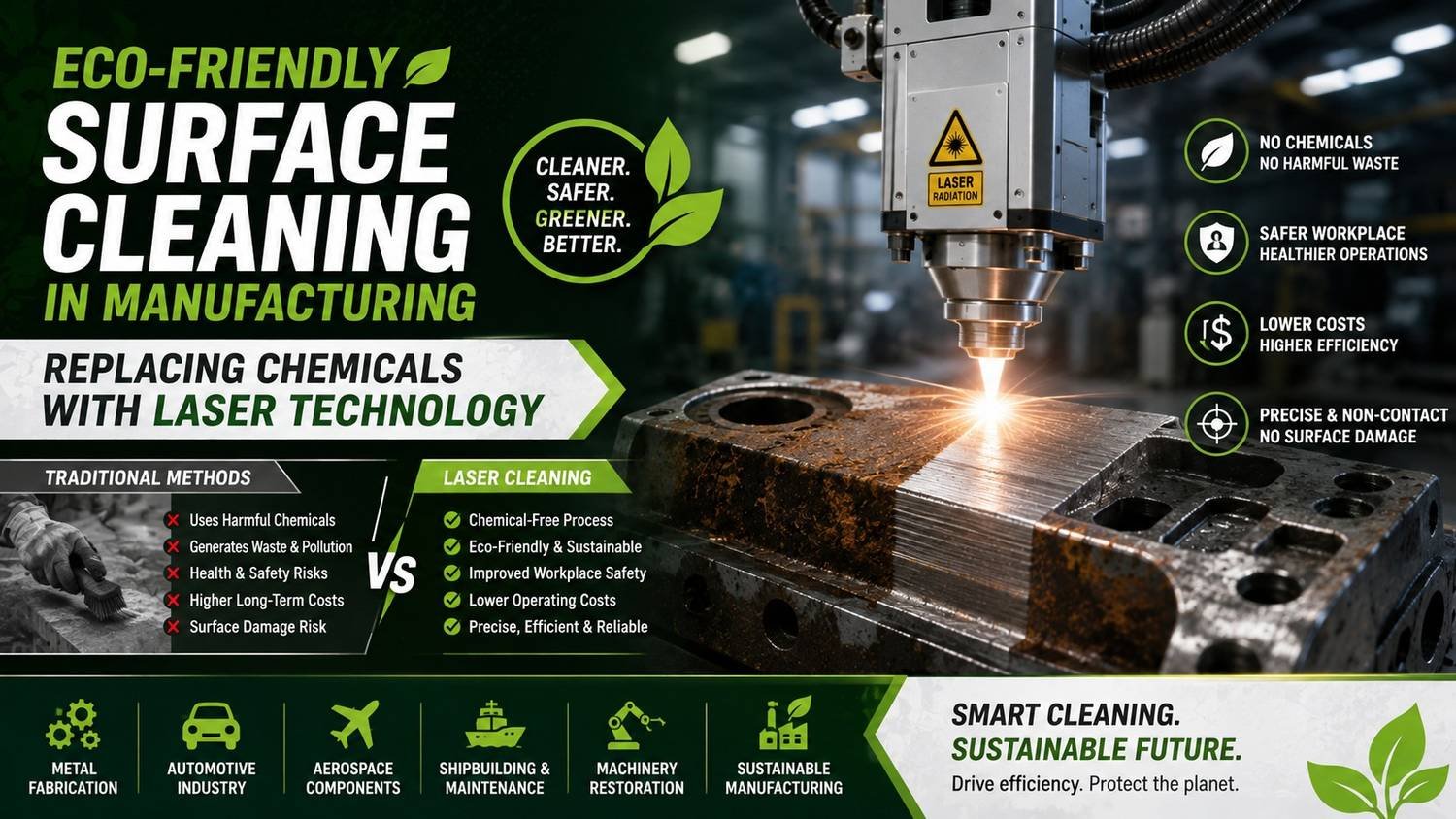 Eco-Friendly Surface Cleaning in Manufacturing Replacing Chemicals with Laser Technology